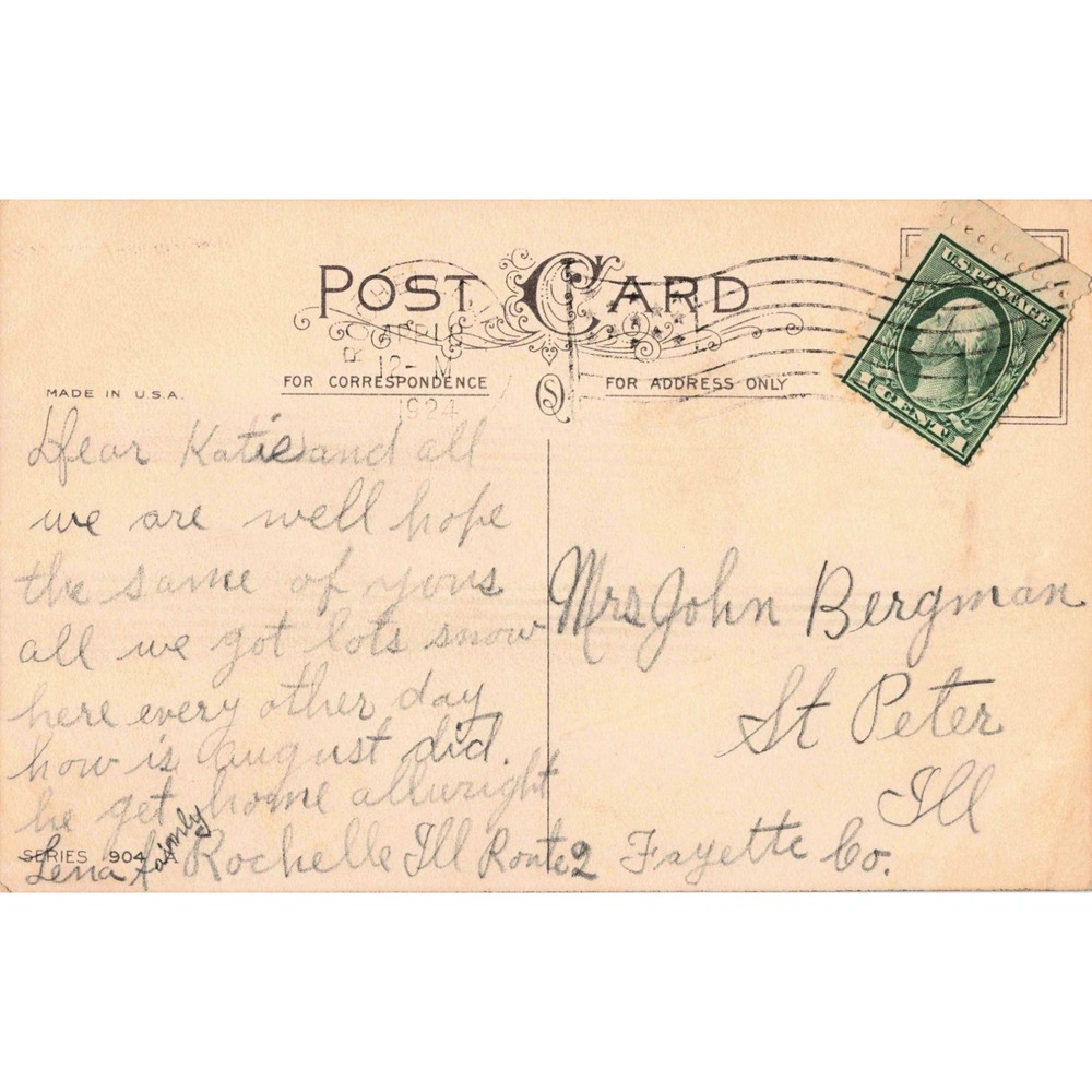 Vintage 1924 Easter Thoughts Postcard Daffodils Series 1904 St Peter IL Postmark - Picture 2 of 2